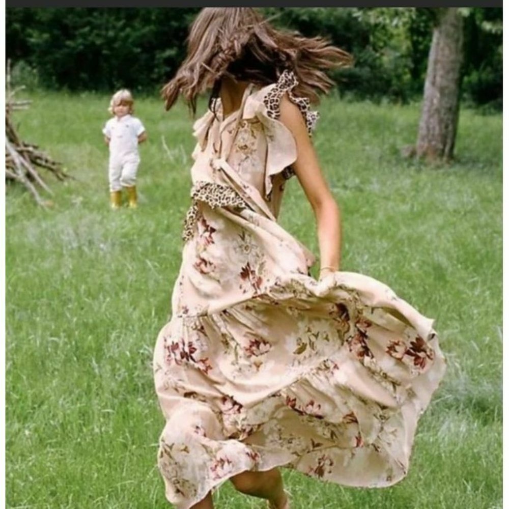 Anthropologie Floral Cream Dress